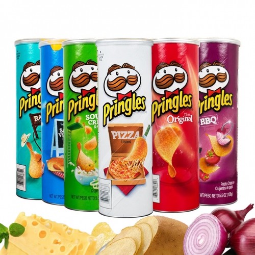 品客美国进口薯片9种口味桶装膨化食品办公室追剧休闲零食礼包 任选5罐备注口味